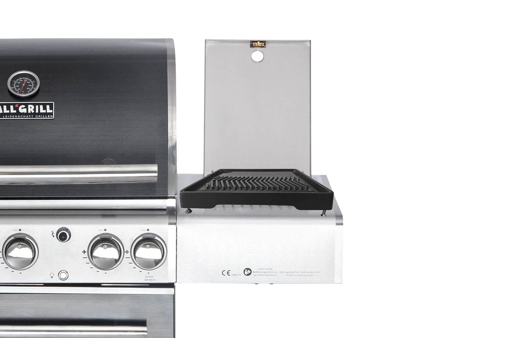 AllGrill GRILLZUBEHÖR Gussgrillplatte Seitenkocher 35x32 Gusseisen