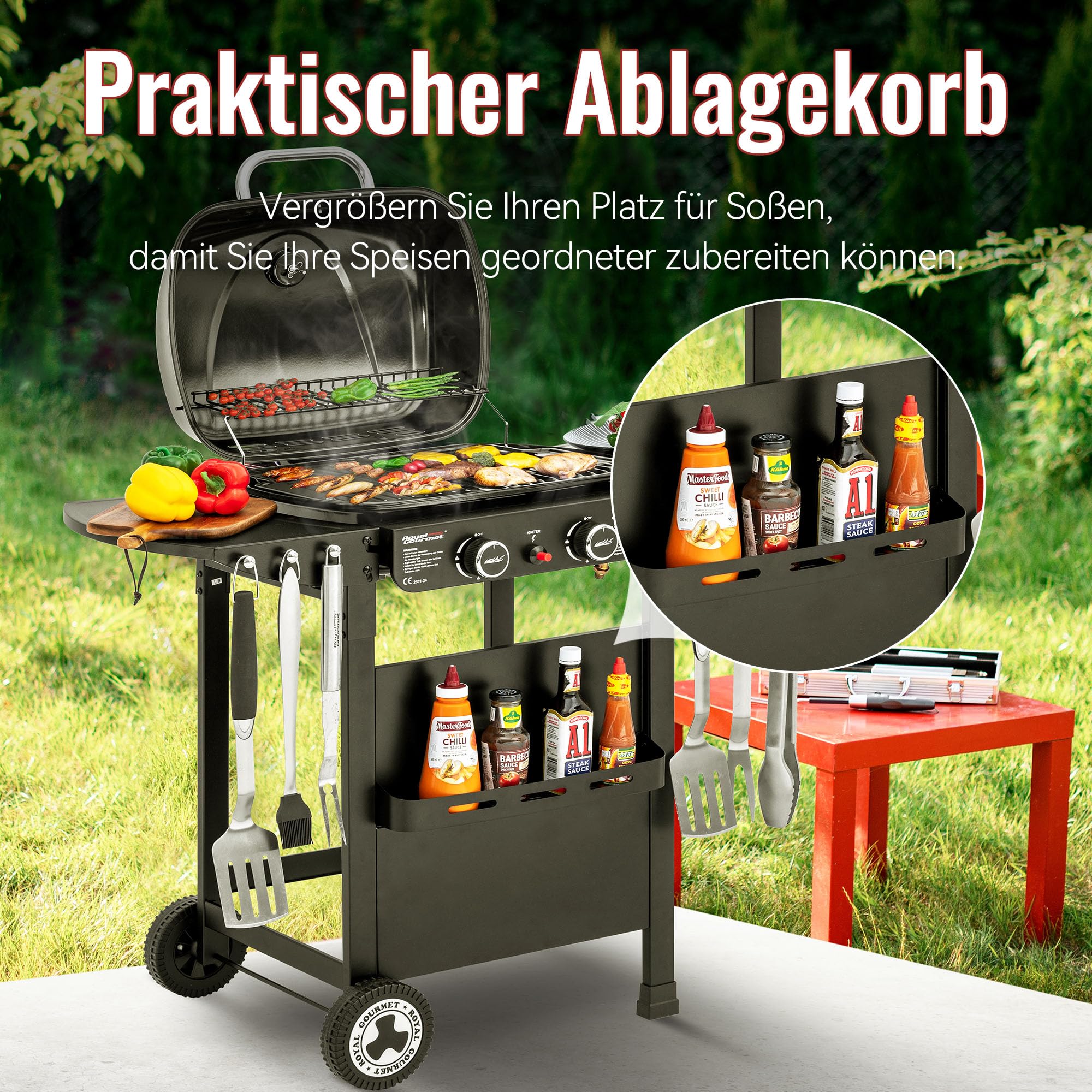 Royal Gourmet 2-Brenner Gasgrill Griddle Combo Schwarz 5 kW