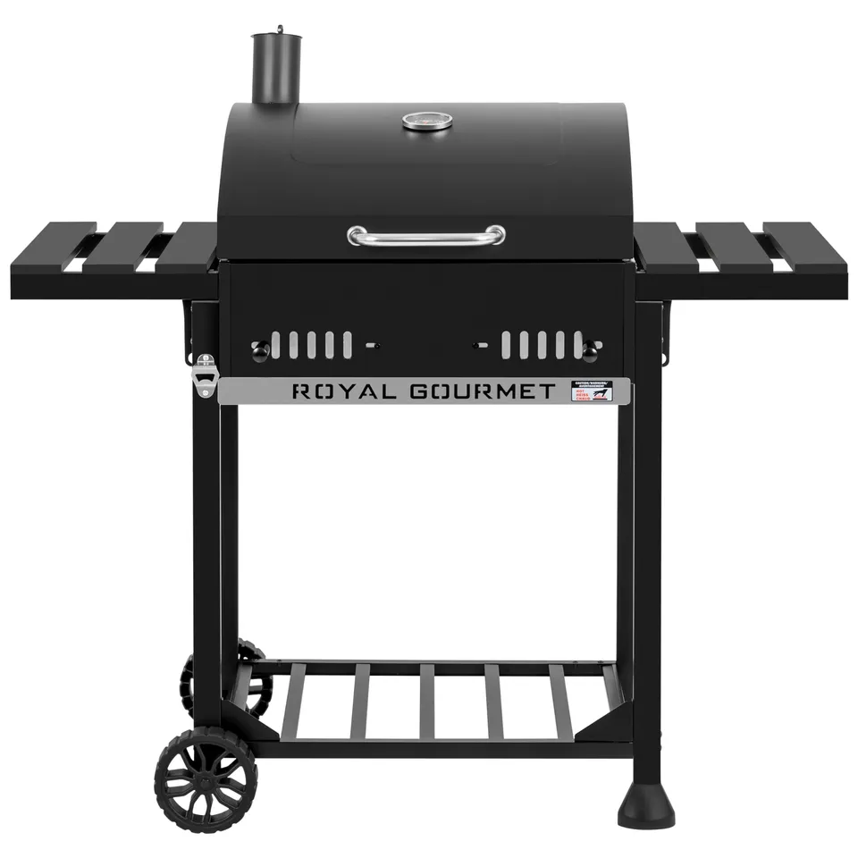 Royal Gourmet Holzkohlegrill Smoker 2 Ablagen schwarz