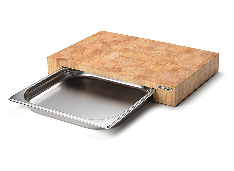 Continenta Schneidebrett Holz Edelstahl-Schublade 48x32,5cm