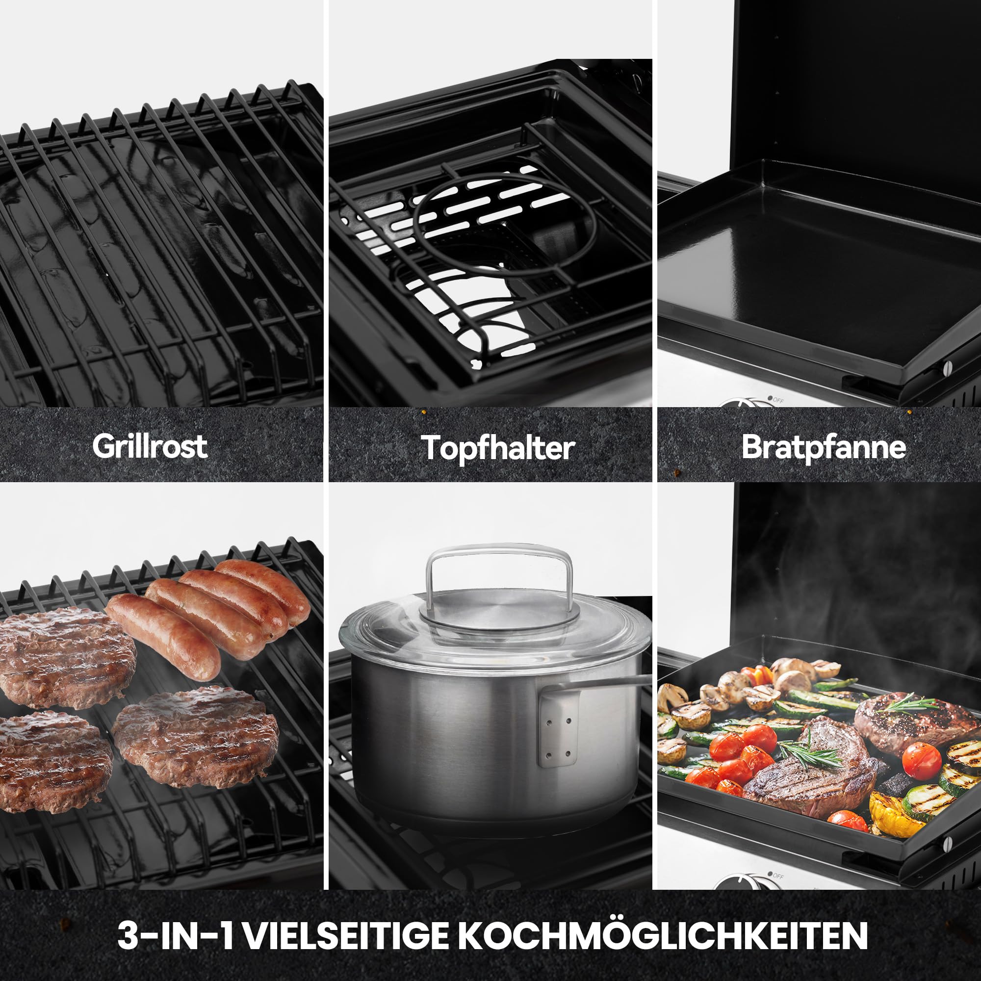 Royal Gourmet Gasgrill 3in1 Tischgrill 8,5kW schwarz