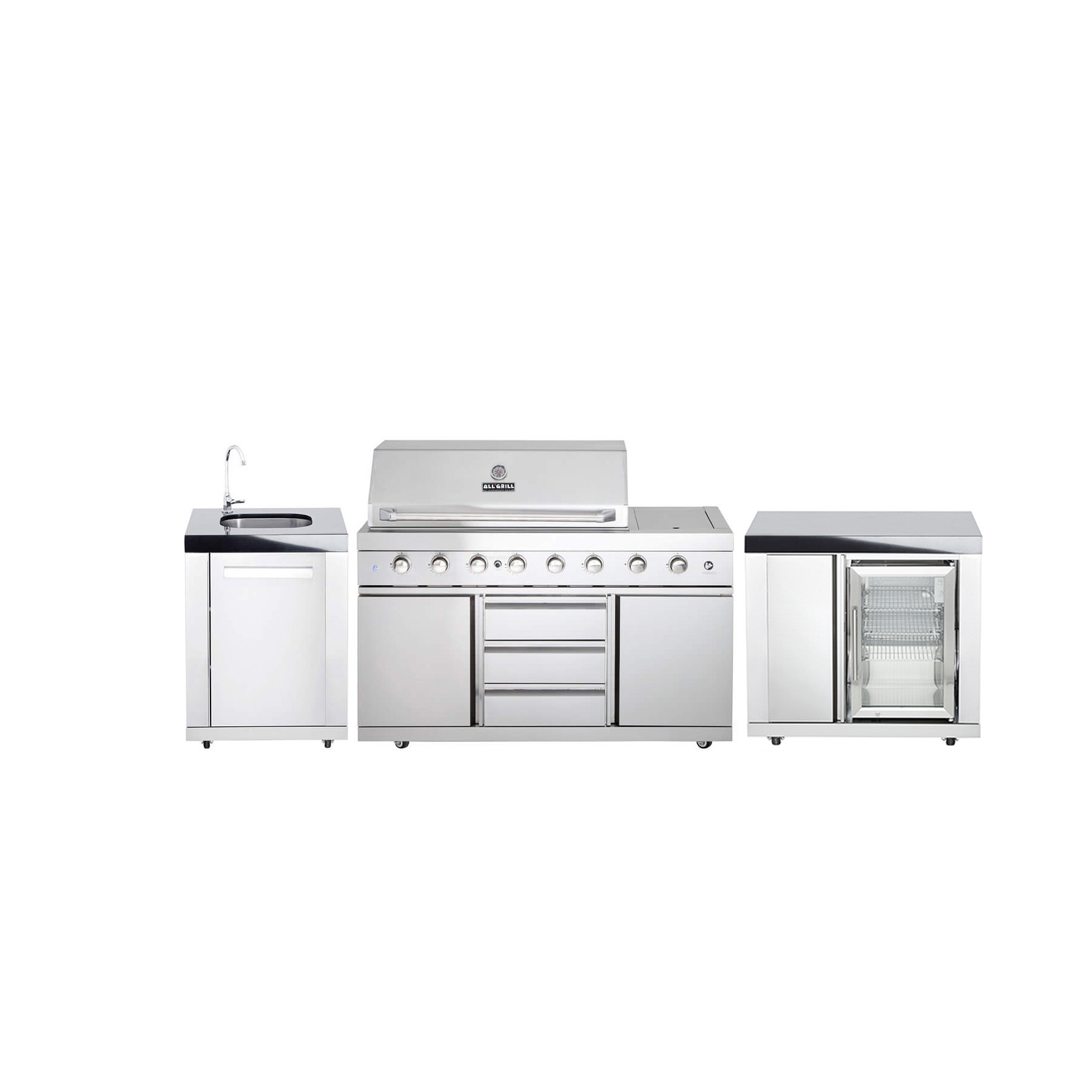 AllGrill Außenküche Variante 14 mit Grill Spüle Kühlschrank
