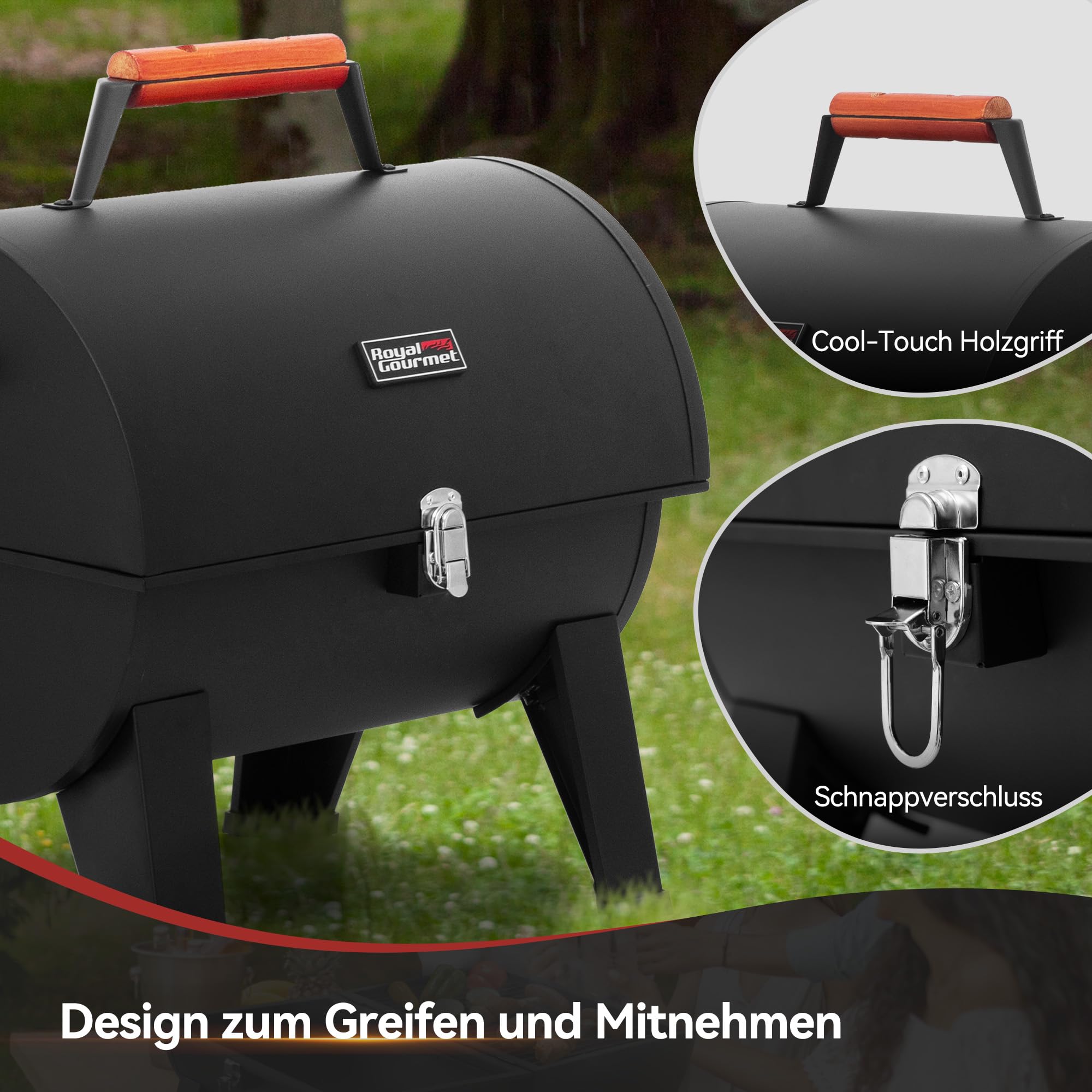 Royal Gourmet Kohlegrill Klappgrill 44x31,8cm Schwarz Camping
