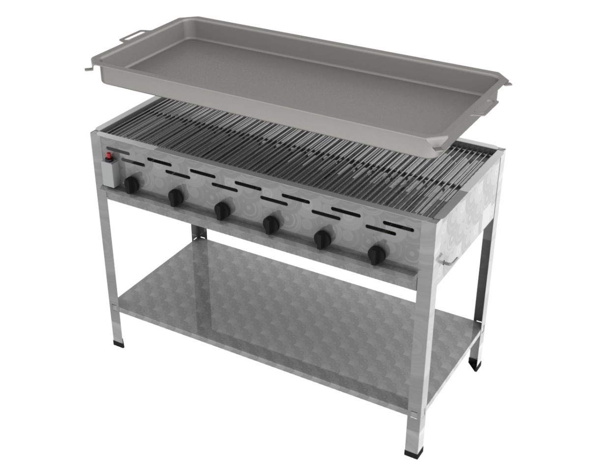 ChattenGlut Gasbräter 6-flammig Standgerät Rost+Pfanne 22kW