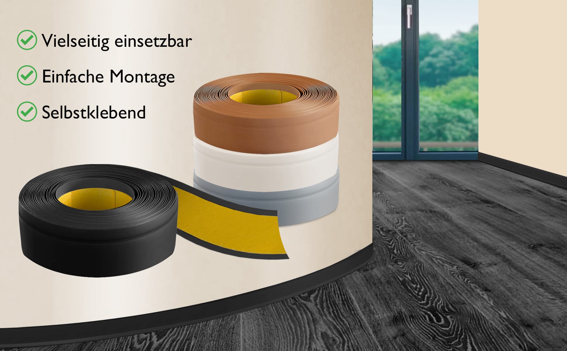 HPFloor Soft Skirting Boards Sockelleiste 10m Schwarz