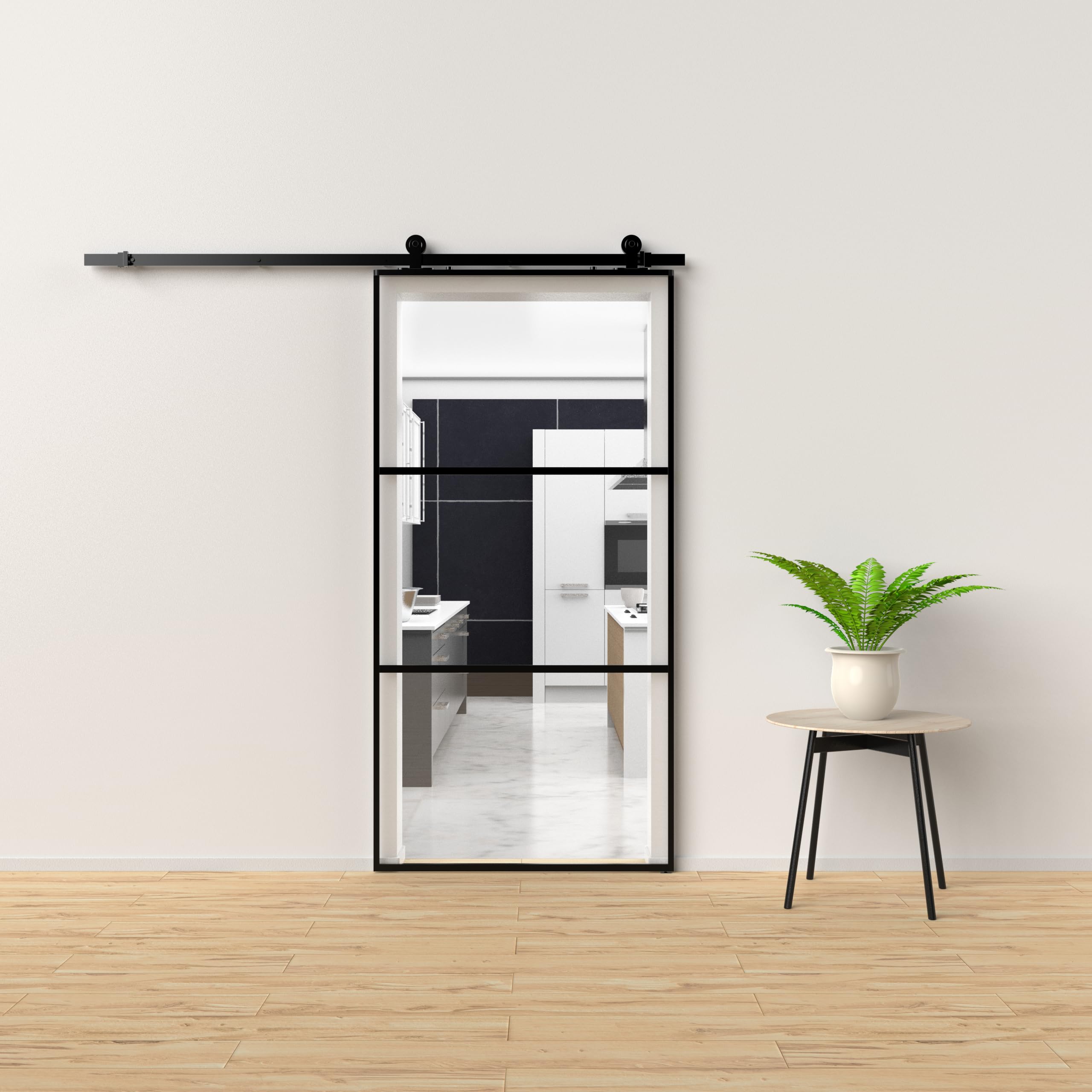 HPFloor Sliding Glass Doors Glas-Schiebetür 76x205 Klarglas