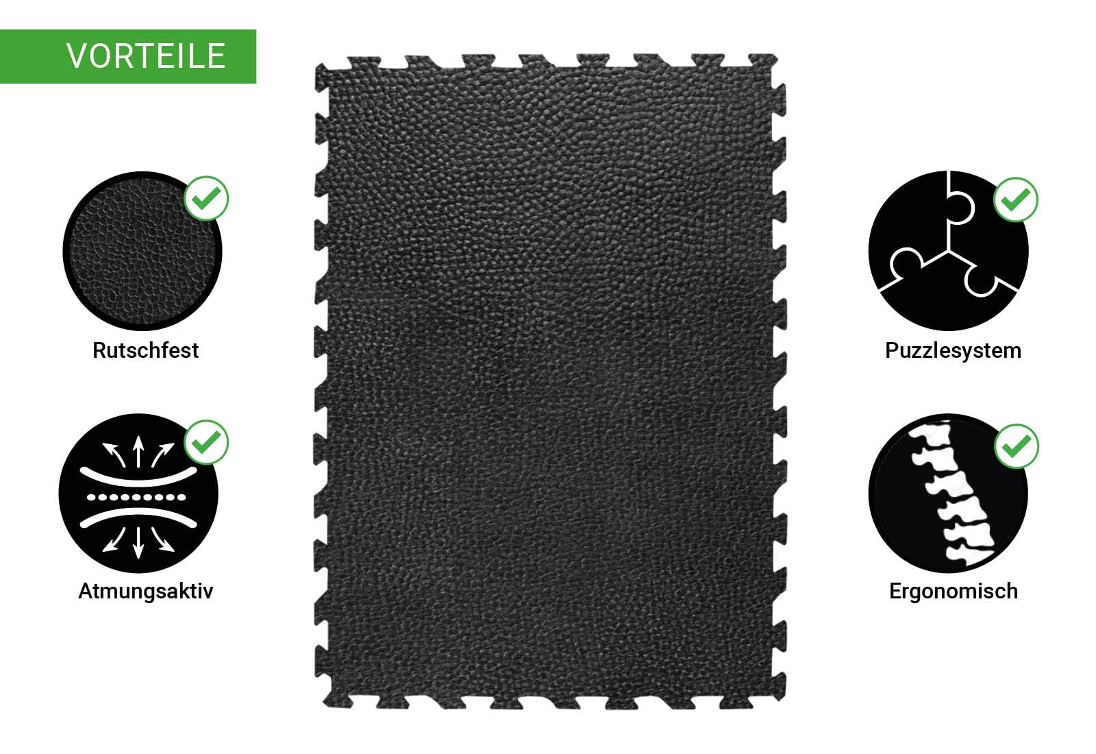HPFloor Stable Mats Gummi-Stallmatte 120x80x1,7cm Schwarz Kautschuk