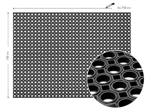 HPFloor Ringgummimatte Schwerlast 100x600 cm schwarz Drainage
