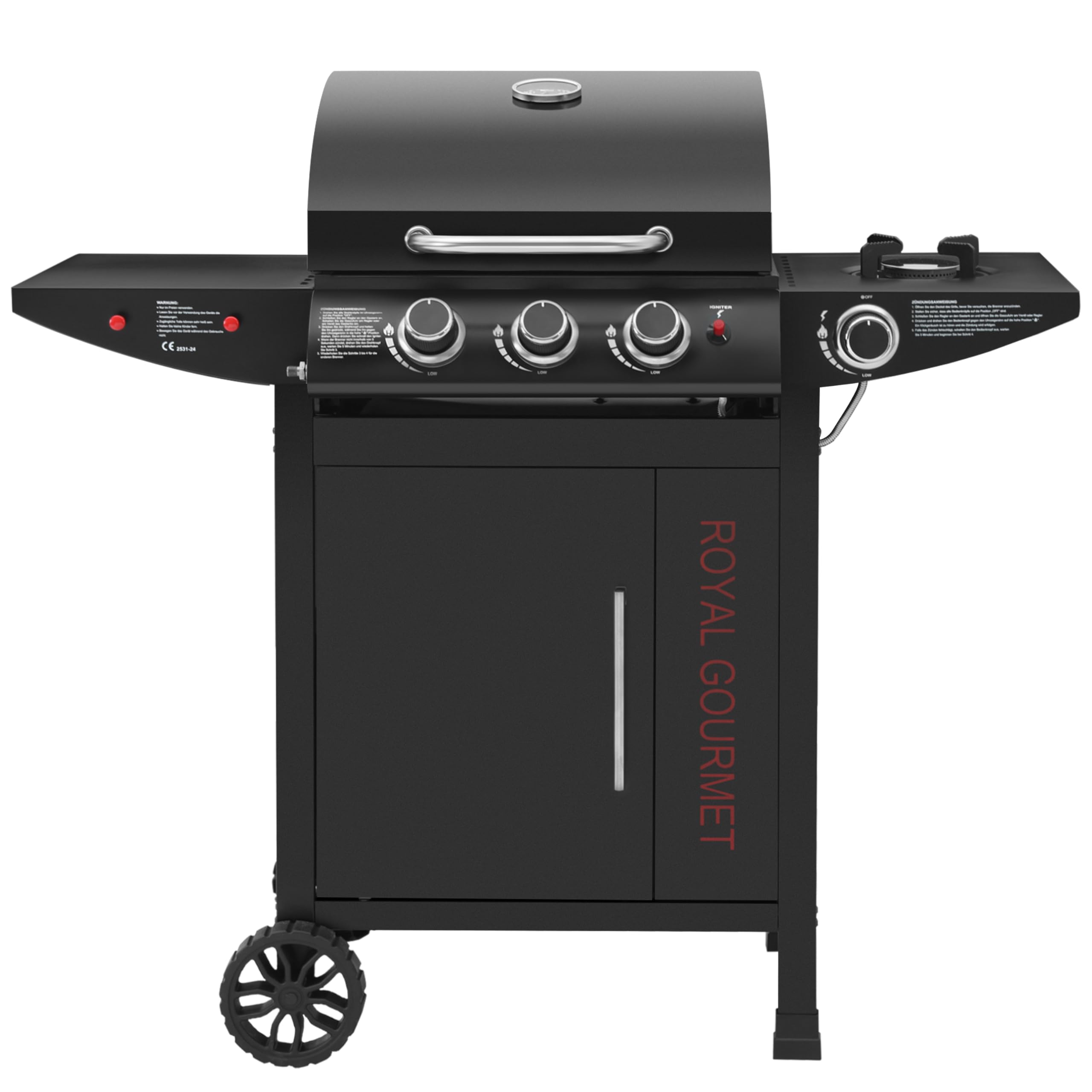 Royal Gourmet Gasgrill 3+1 Brenner 11,5kW schwarz
