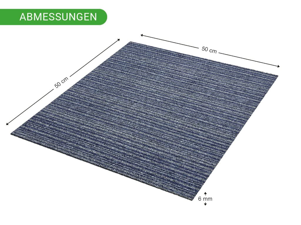HPFloor Madison Stripe Teppichfliesen 50x50 cm Blau