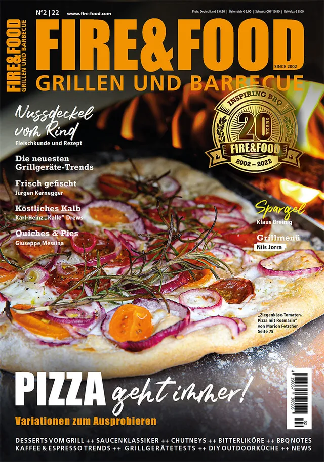 FIRE&FOOD 2022/02 Grillmagazin Printausgabe Pizza E-Grills