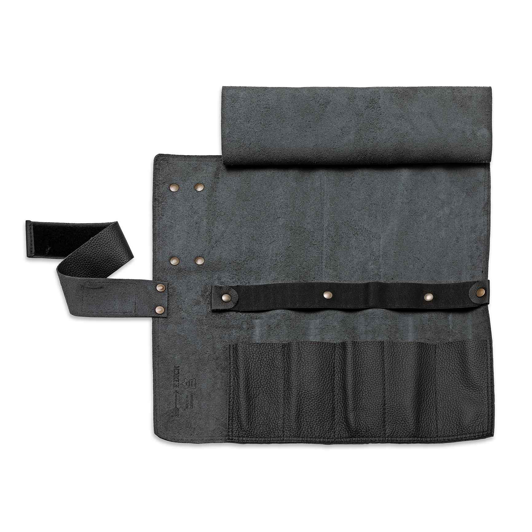 F.DICK Messer & Bretter Leder Rolltasche 5-teilig Schwarz 47cm