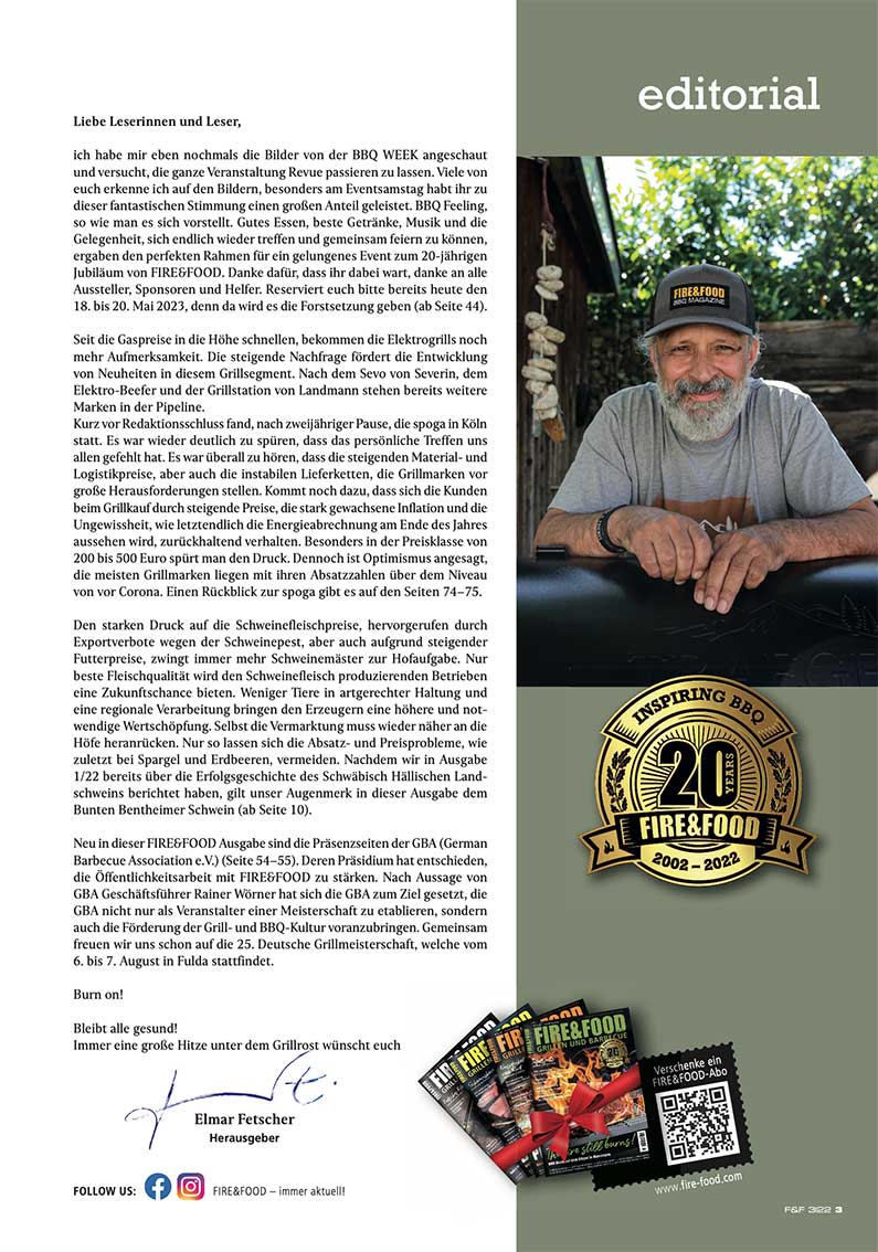 FIRE&FOOD Einzelausgaben 2022/03 Magazin Printausgabe Elektro