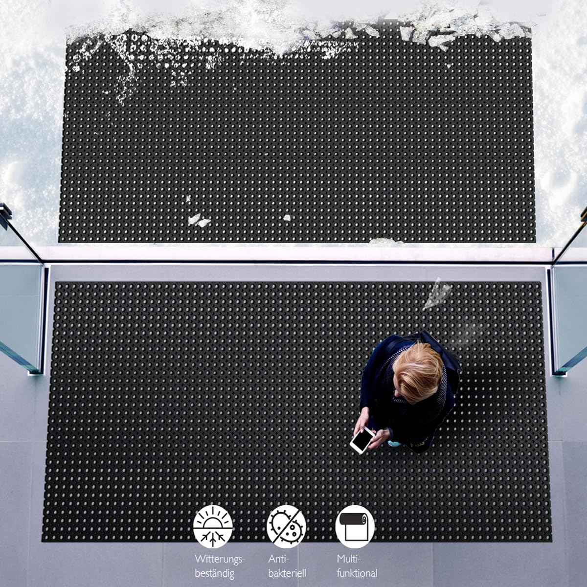 HPFloor Ringgummimatte Schwerlast 100x600 cm schwarz Drainage