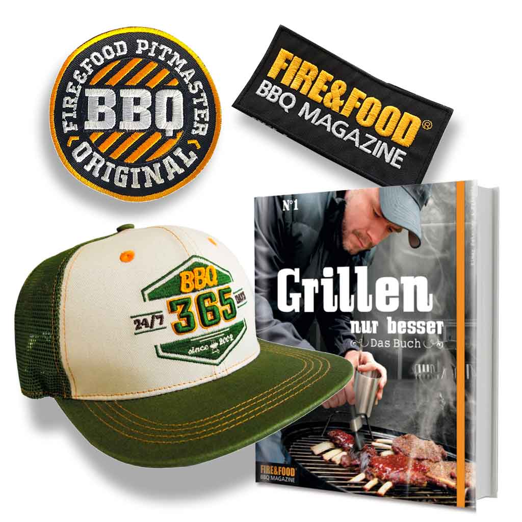 FIRE&FOOD Fan-Set Nr.1 Snapback Patches Vorteilspaket Olivgrün