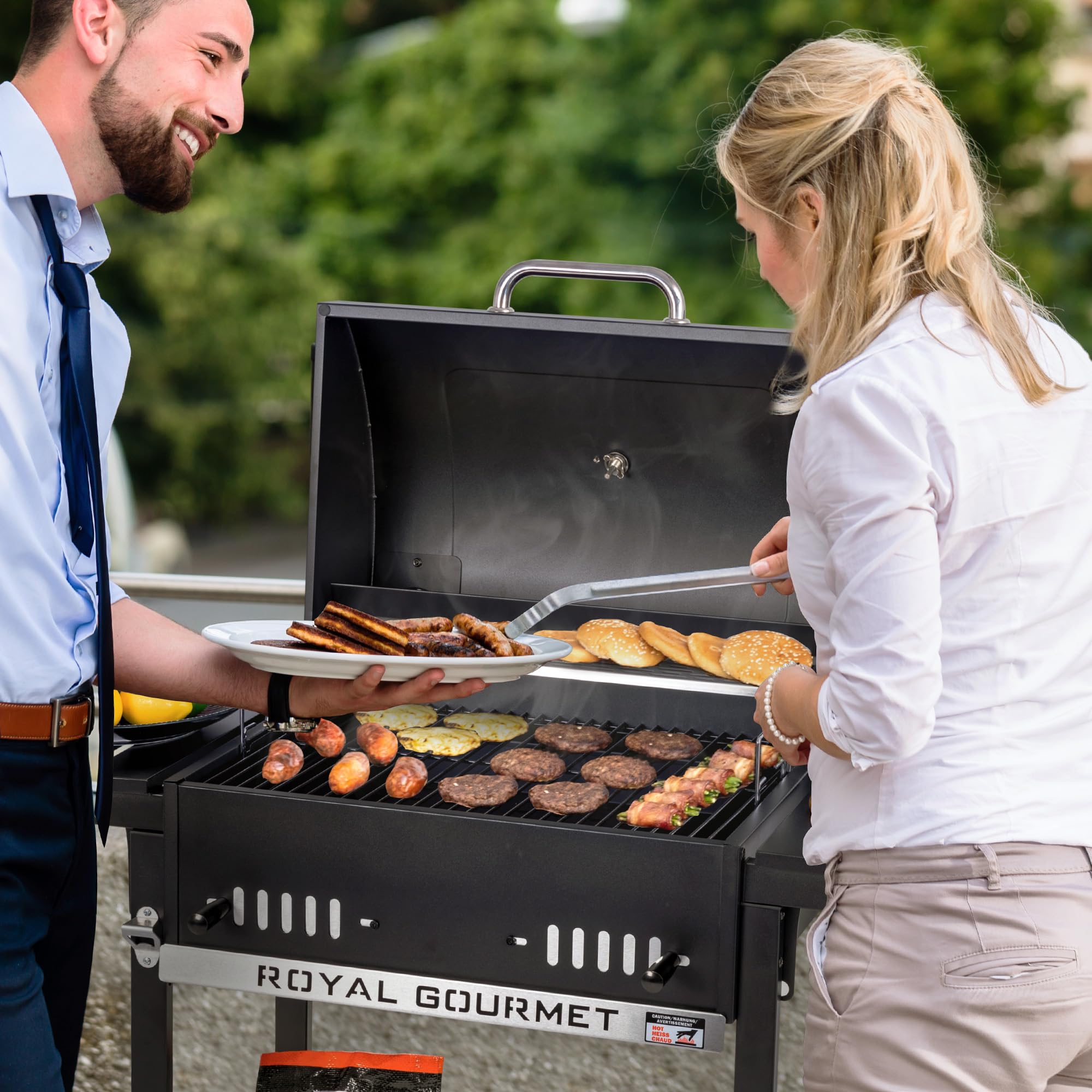 Royal Gourmet Holzkohlegrill Smoker 2 Ablagen schwarz
