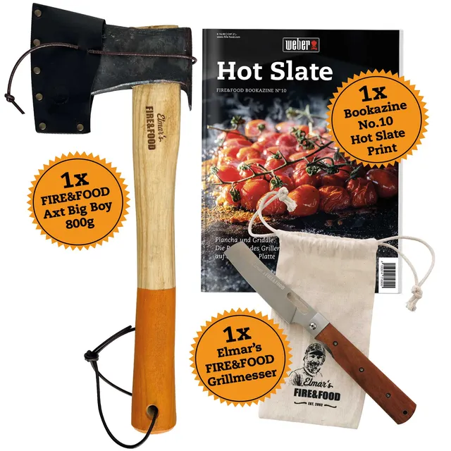 FIRE&FOOD Hot & Sharp Bundle Bookazine Axt Messer Set