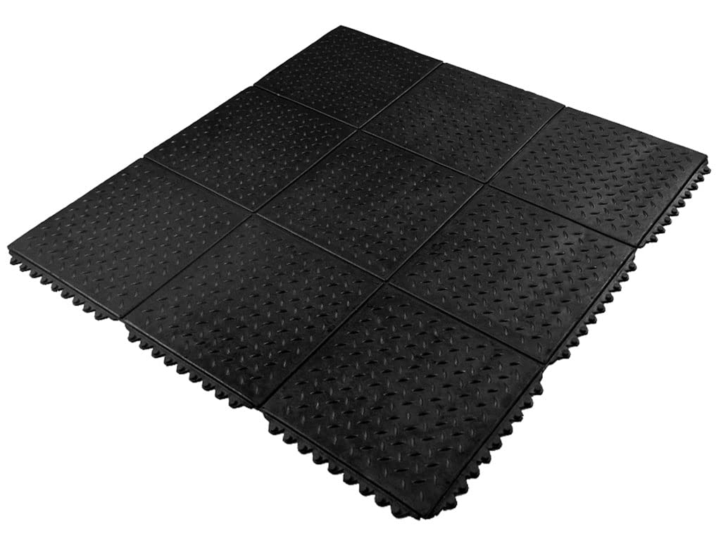 HPFloor Workplace Mats Gummifliese 91x91 Matte Riffel Schwarz