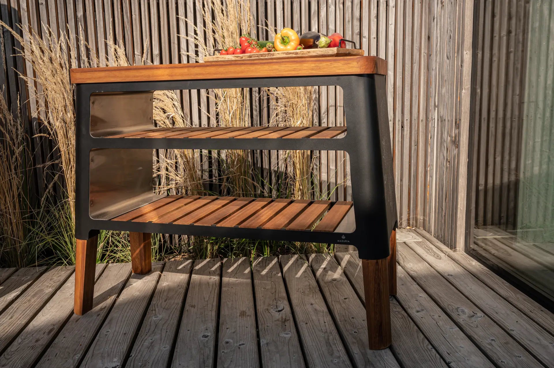 MASURIA nexo Kommode Black Outdoorschrank Holz Stahl
