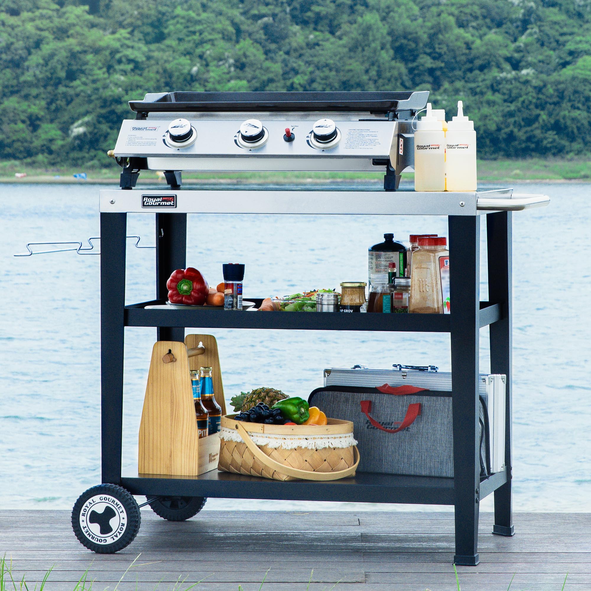 Royal Gourmet Grillzubehör Servierwagen Edelstahl 85x50