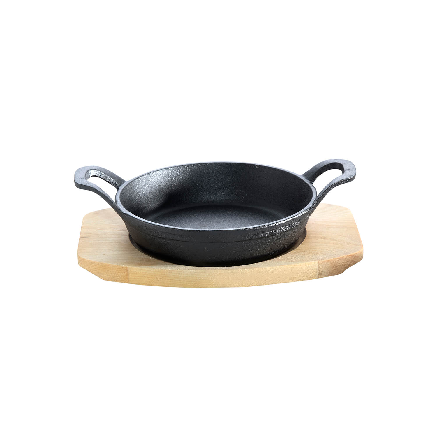AllGrill Gusseisen Pfännchen Ø15cm 0,5l mit Holzuntersetzer