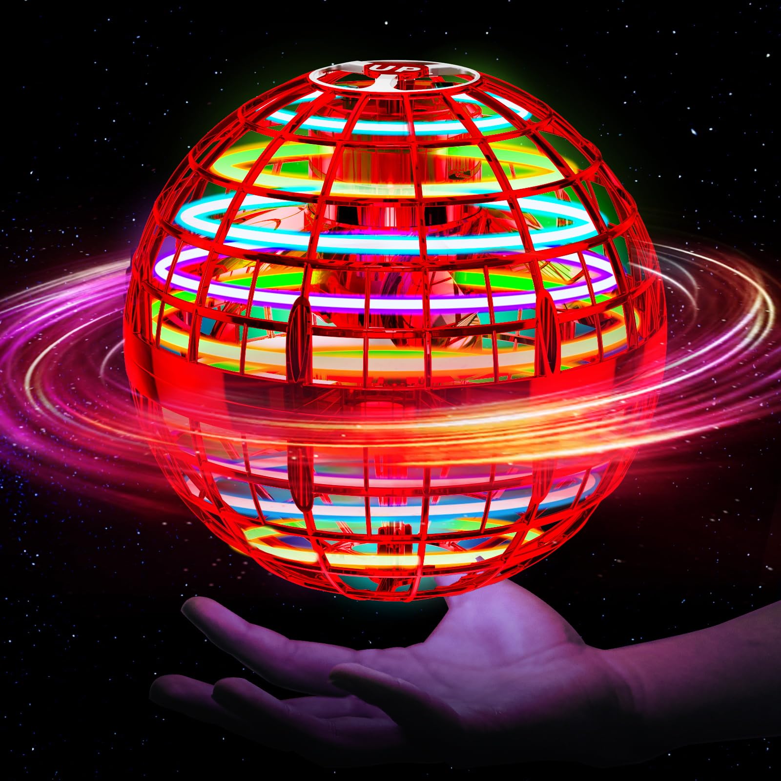 Ivtivfu Flying Orb Ball Fliegender Ball Rosa mit LED