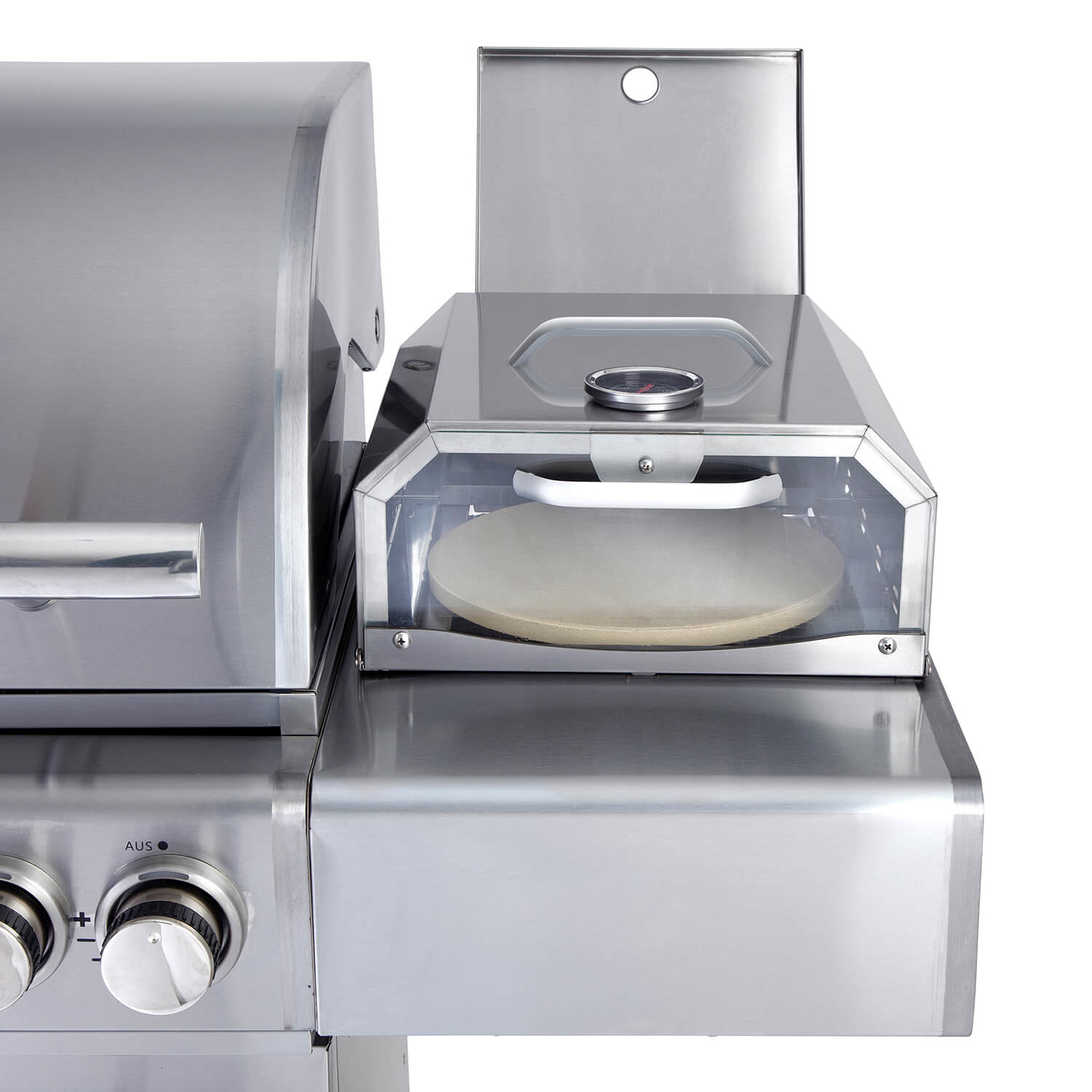 AllGrill Pizzaboxx eckig Pizzaofen Edelstahl mit Pizzastein 26 cm
