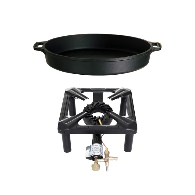 AllGrill Hockerkocher Set groß mit Gusseisenpfanne Ø 40 cm