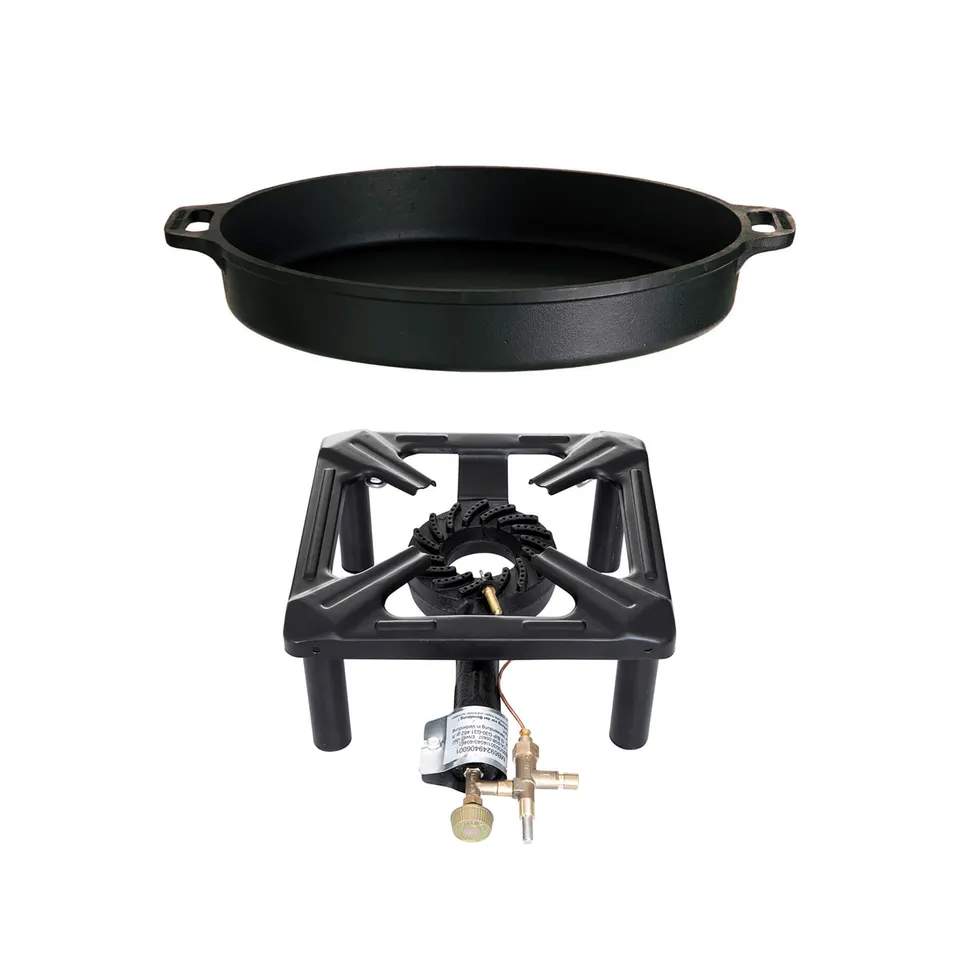 AllGrill Hockerkocher Set groß mit Gusseisenpfanne Ø 40 cm