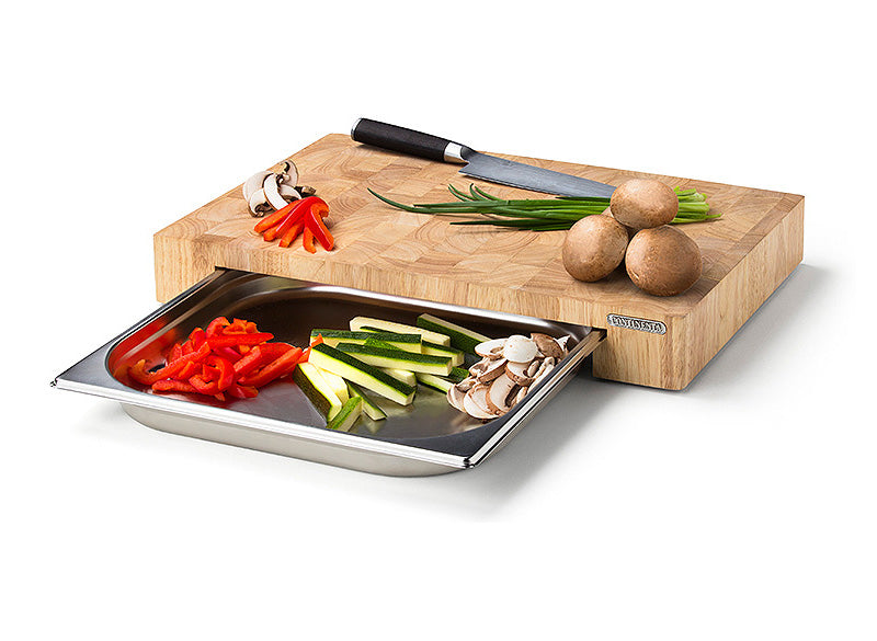 Continenta Schneidebrett Holz Edelstahl-Schublade 48x32,5cm