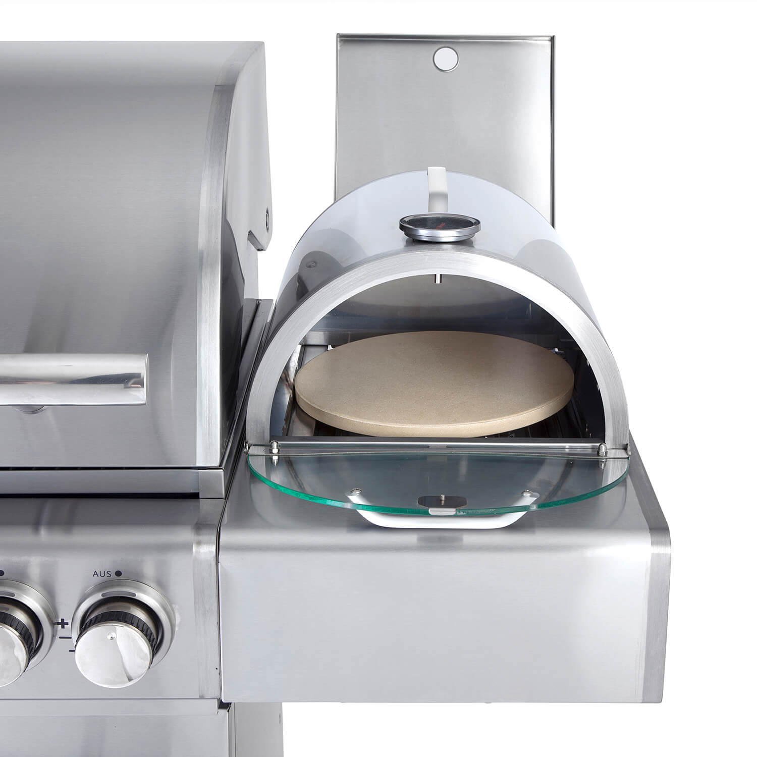 AllGrill Pizzaboxx rund Pizzaofen Edelstahl mit Stein