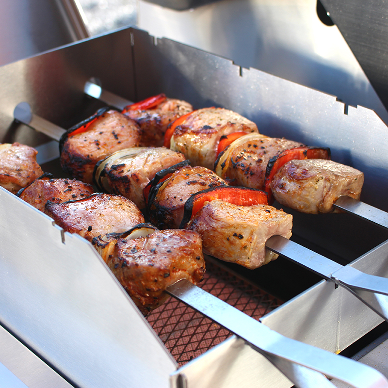 AllGrill Grillzubehör Schaschlikspieß Edelstahl 45 cm grillbereit