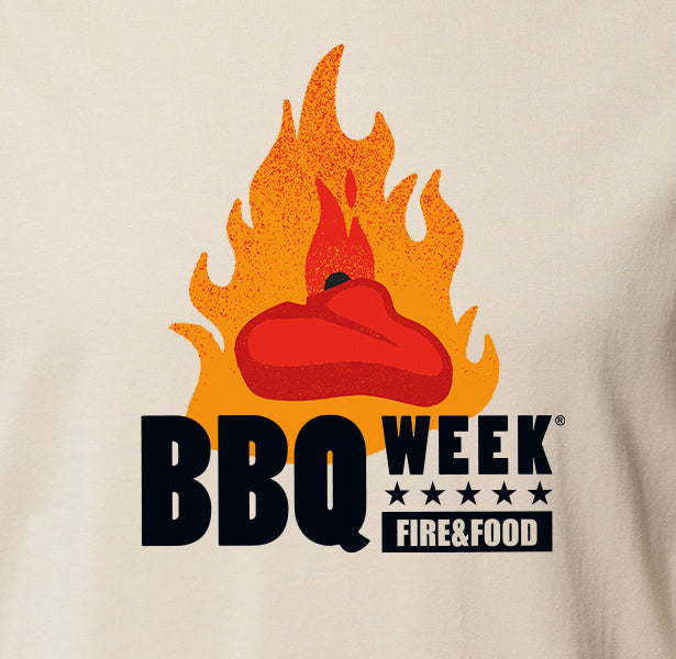 FIRE&FOOD BBQ WEEK T-Shirt beige Baumwolle Gr. L