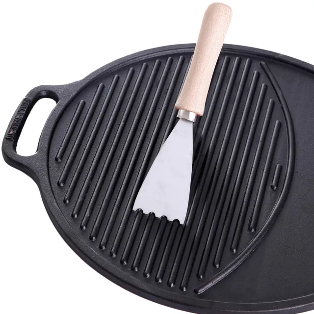 AllGrill Grillzubehör Grillplattenspachtel Edelstahl Holzgriff