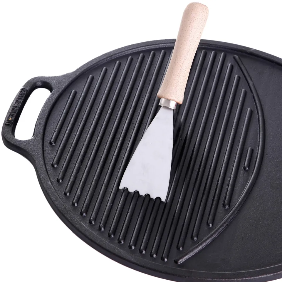 AllGrill Grillzubehör Grillplattenspachtel Edelstahl Holzgriff