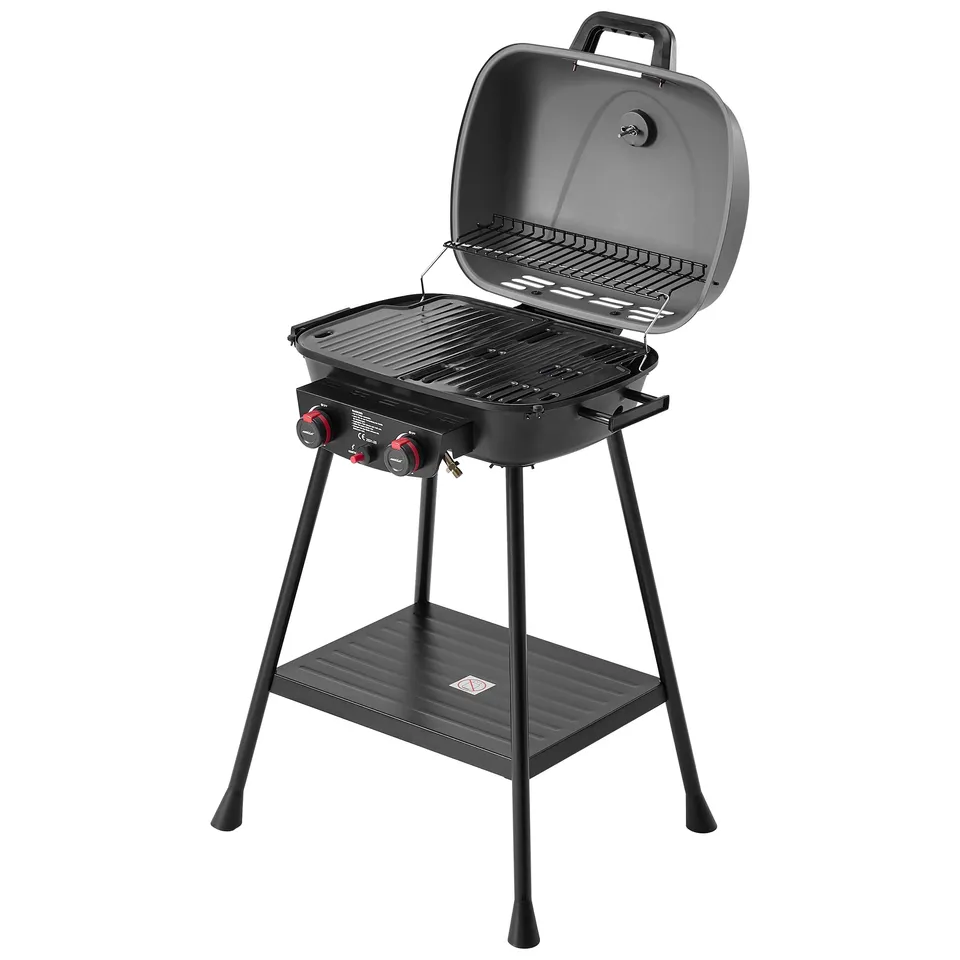 Royal Gourmet 2-Brenner Gasgrill Grau 5 kW Balkongrill mit Ablage