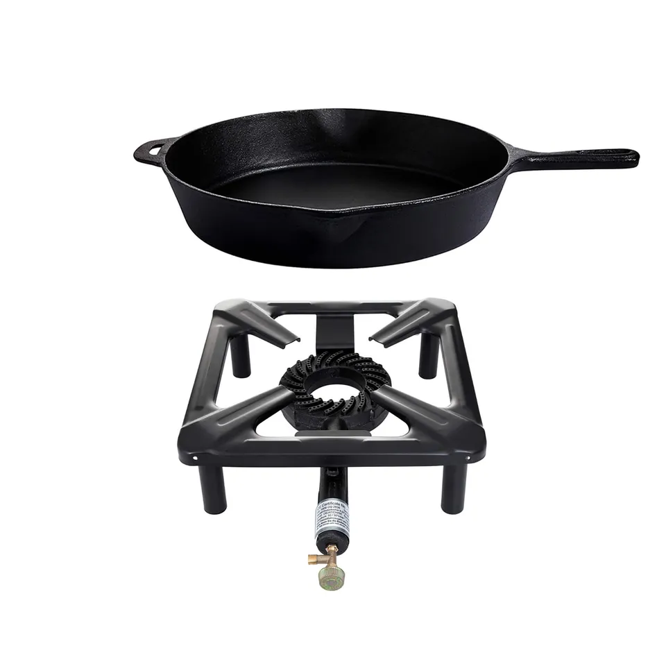 AllGrill Hockerkocher Hockerkocher-Set groß Gaskocher 35cm Pfanne
