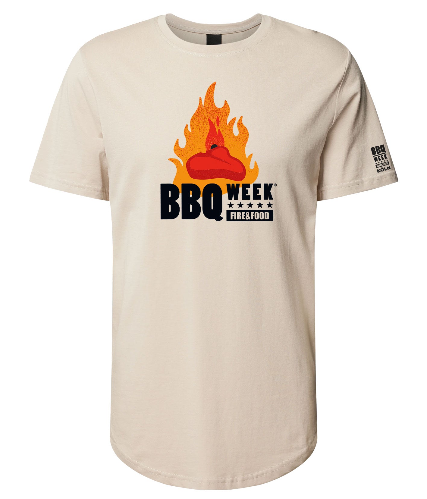 FIRE&FOOD BBQ WEEK T-Shirt beige Baumwolle Gr. L