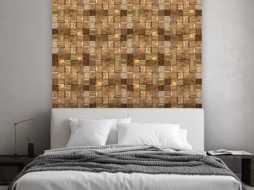 HPFloor Cubic Wandpaneele Teak 11er Set braun 3D Echtholz
