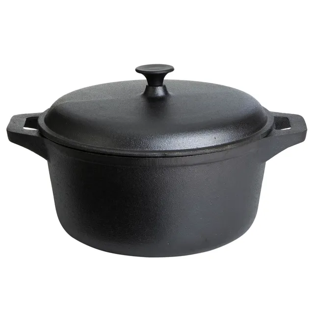 AllGrill Gusseisen Gusstopf mit Deckel 27,5x13 cm 6,5 L schwarz