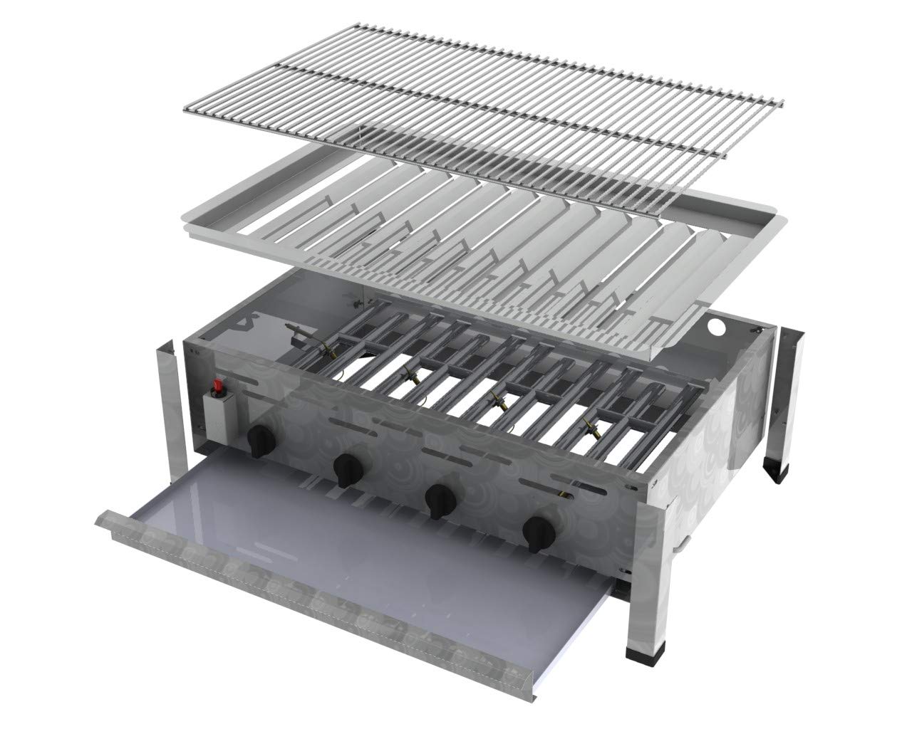 ChattenGlut Gasbräter Tischgerät 4-flammig 18 kW Rost