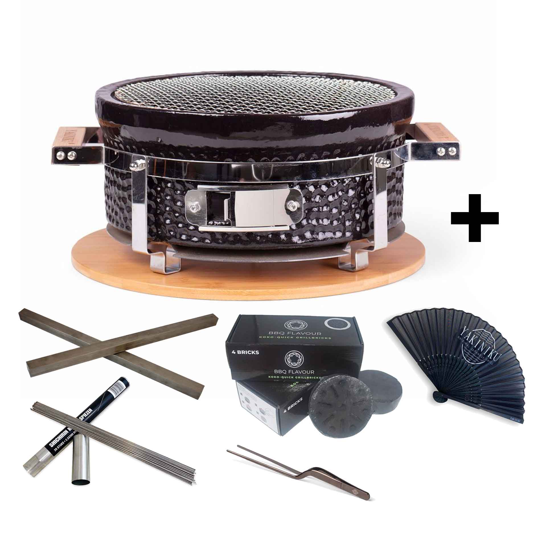 FIRE&FOOD Shichirin Grill rund Keramik Yakitori-Set für 6 Personen