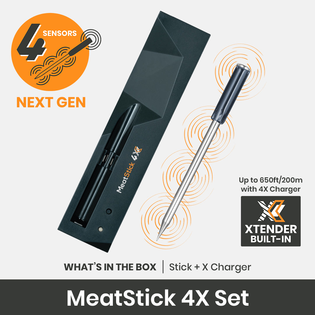 The MeatStick 4X Set Grillthermometer Bluetooth mit Xtender