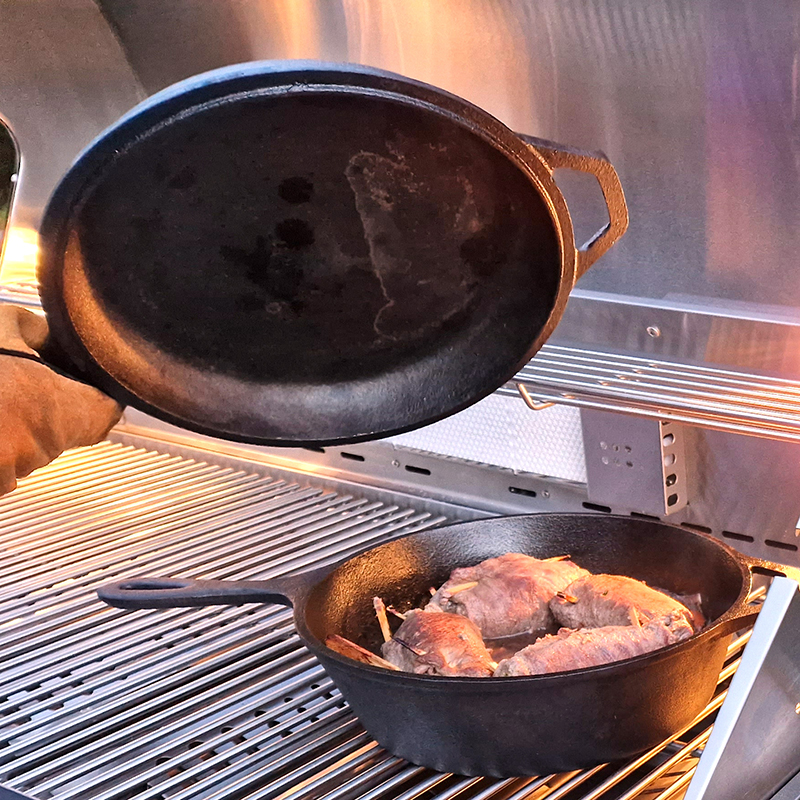 AllGrill Gusseisen 2in1 Topf Pfanne Ø 26 cm 3,5 L Naturguss
