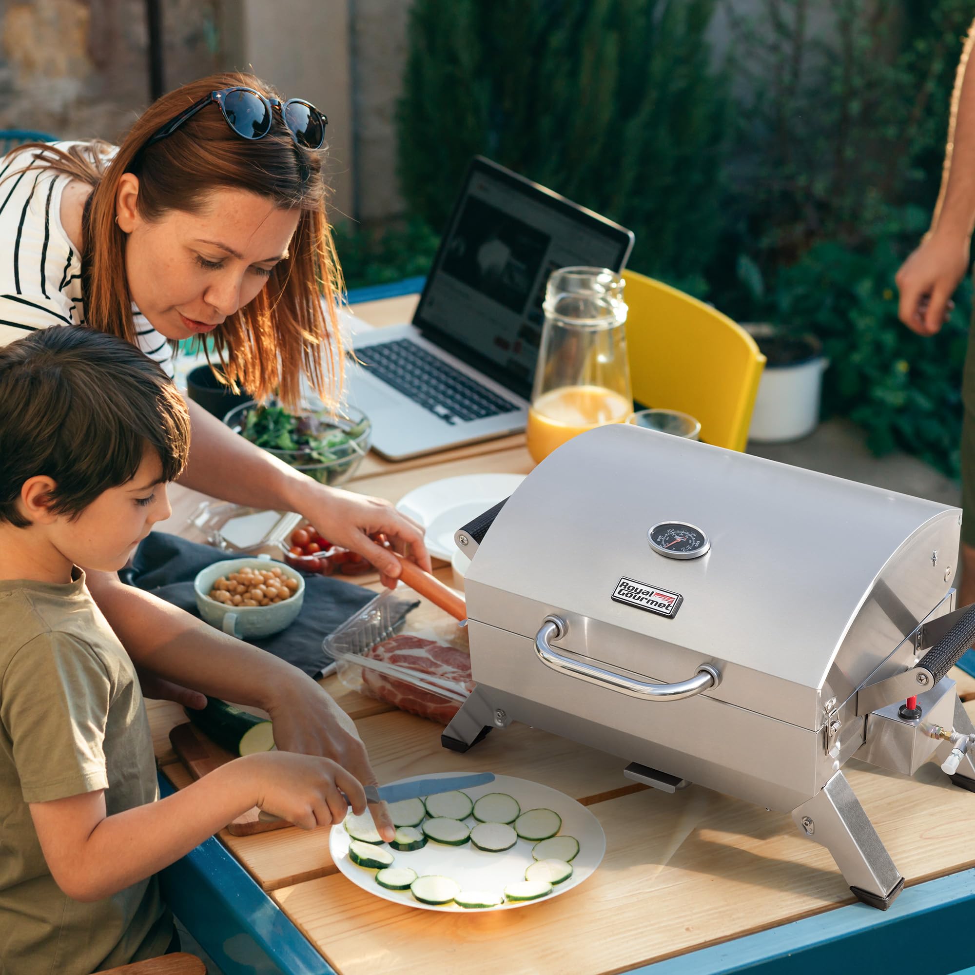 Royal Gourmet Gasgrills Tischgrill Edelstahl Silber 3 kW