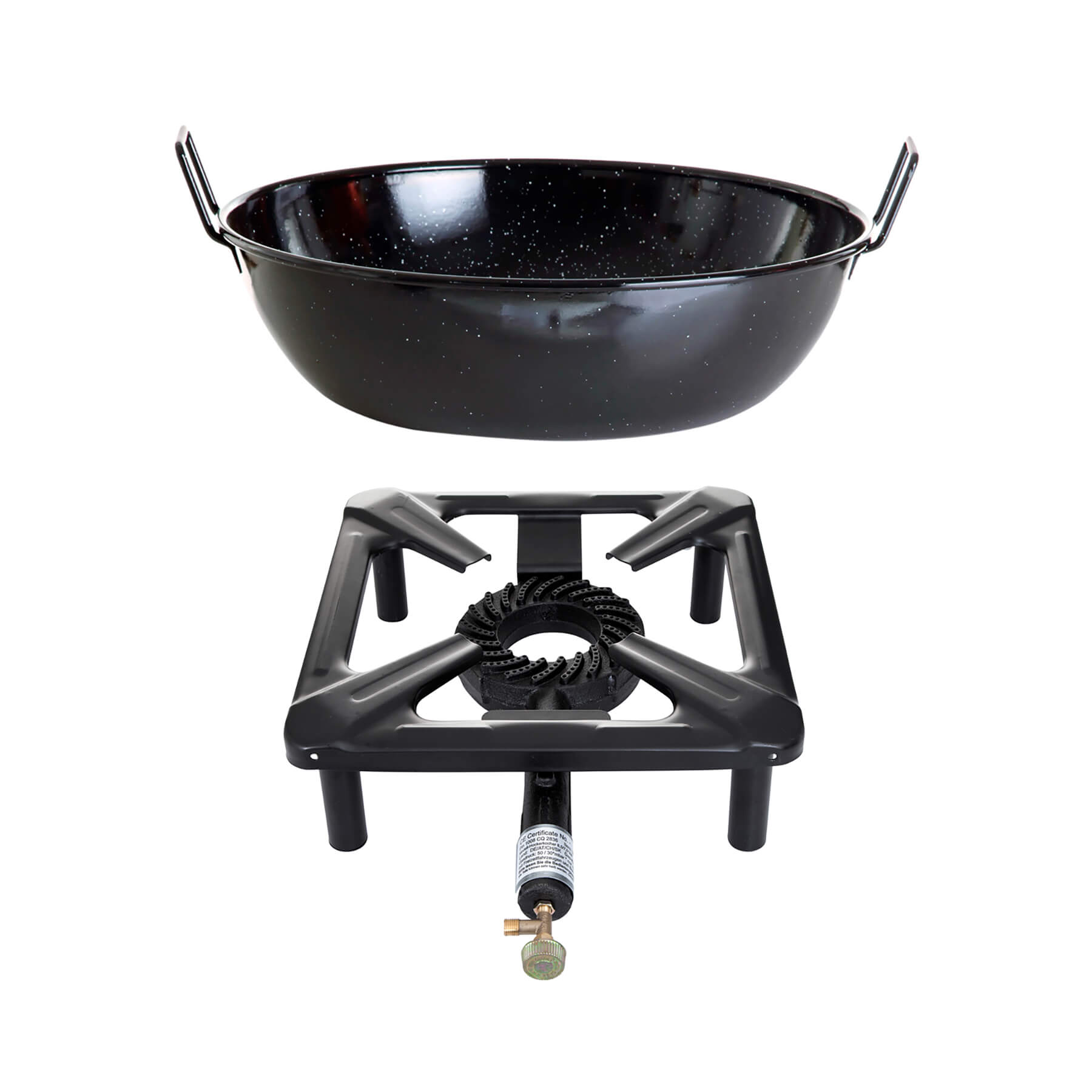 AllGrill Hockerkocher Set klein Emaille-Topf Ø 30 cm