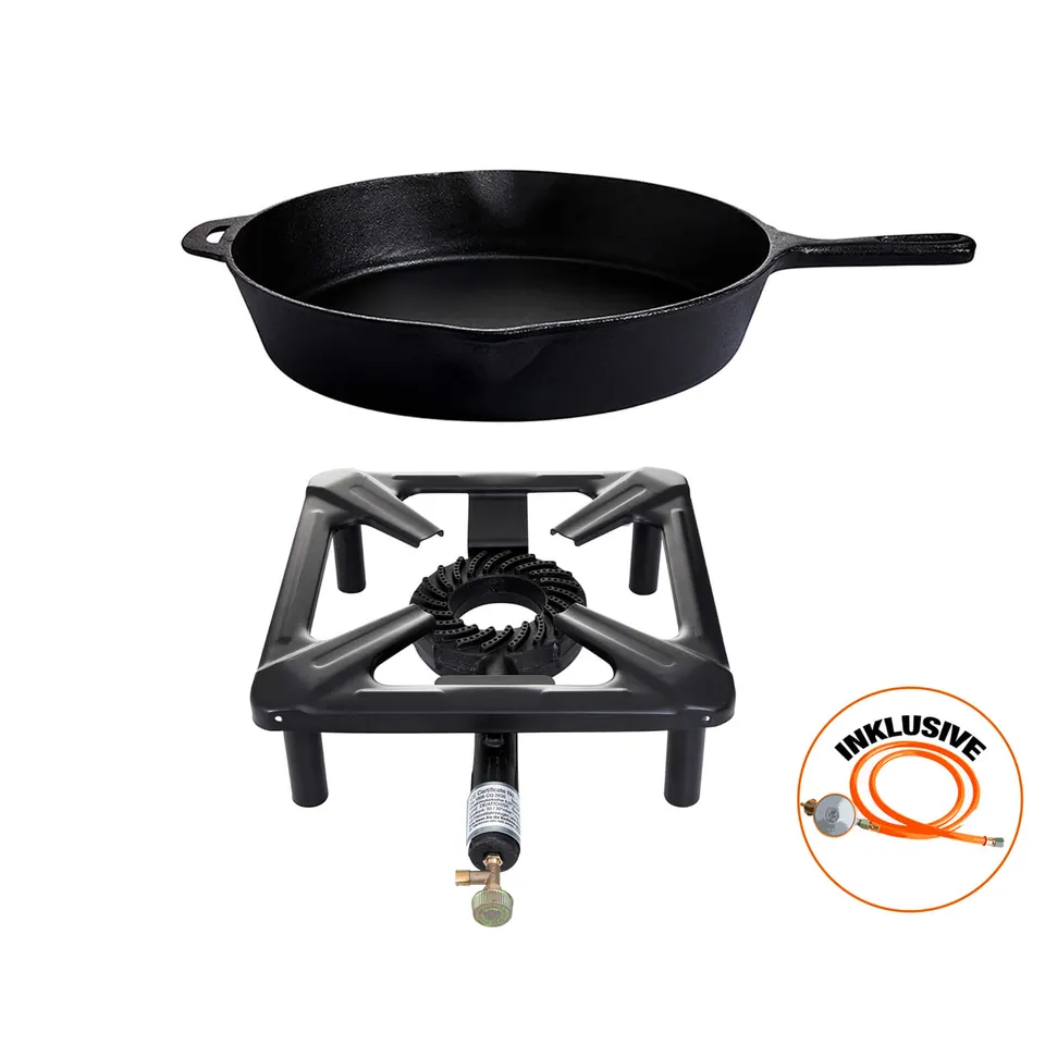 AllGrill Hockerkocher-Set klein Pfanne 39 cm 4 kW