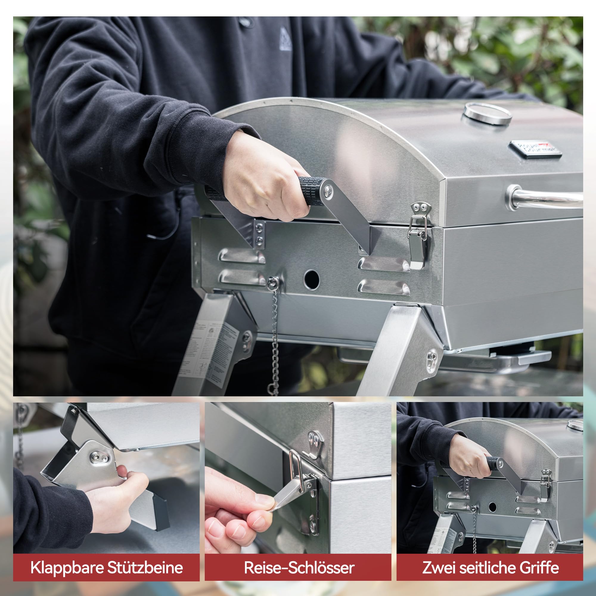 Royal Gourmet Gasgrills Tischgrill Edelstahl Silber 3 kW