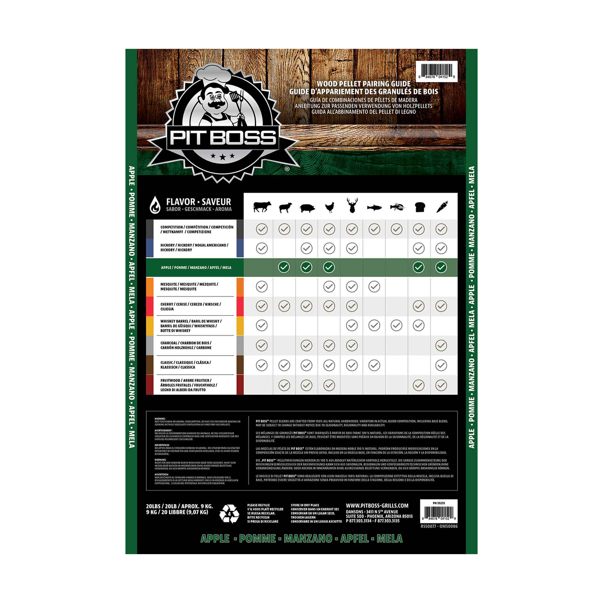 Pit Boss Apple Blend Hartholz-Pellets 9 kg Apfel