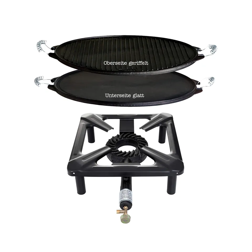 AllGrill Hockerkocher-Set klein Gussplatte Ø 38 cm